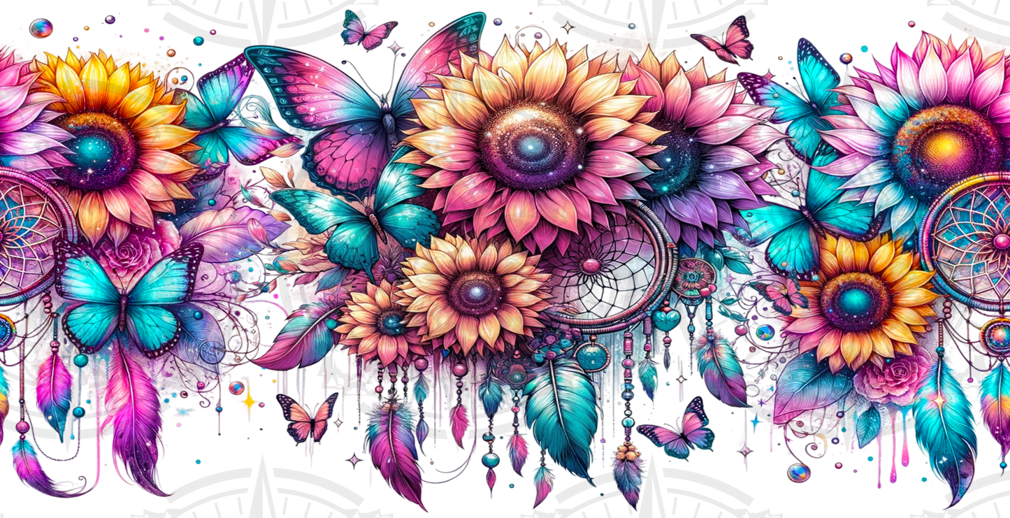 Bright Butterfly Feathers & Sunflowers - Cup Wrap