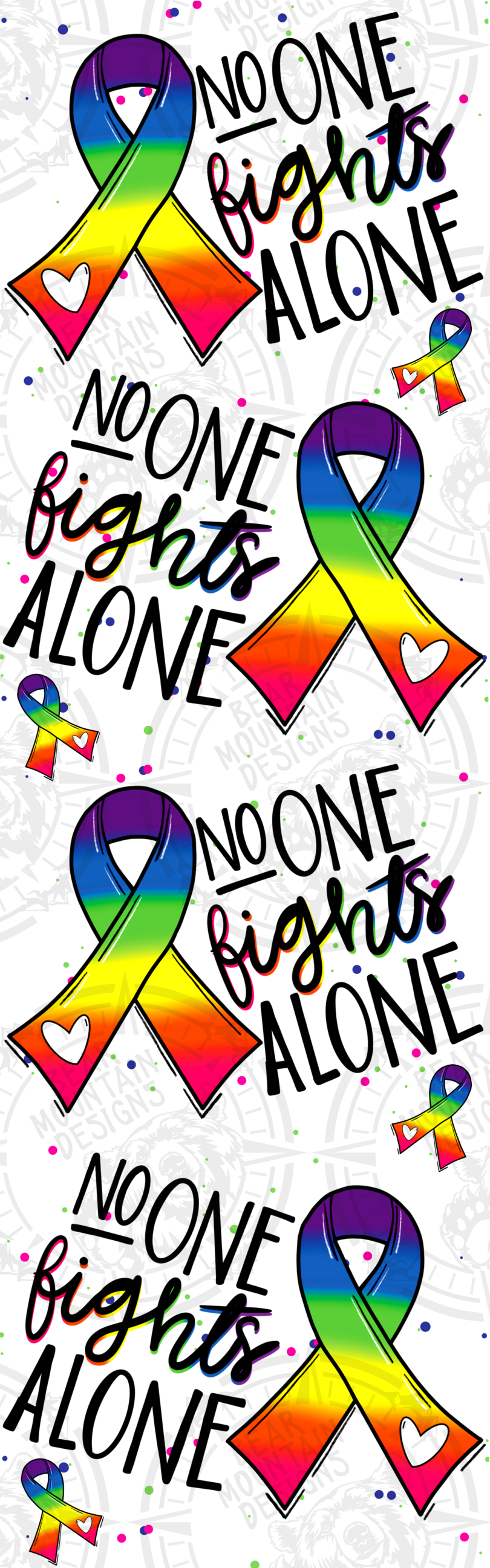No One Fights Alone Cancer Ribbons