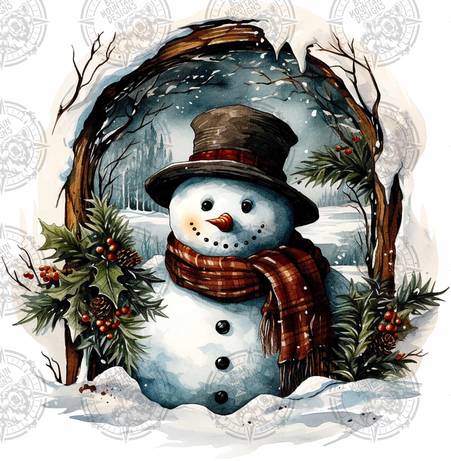 Peeking Snowman - 1