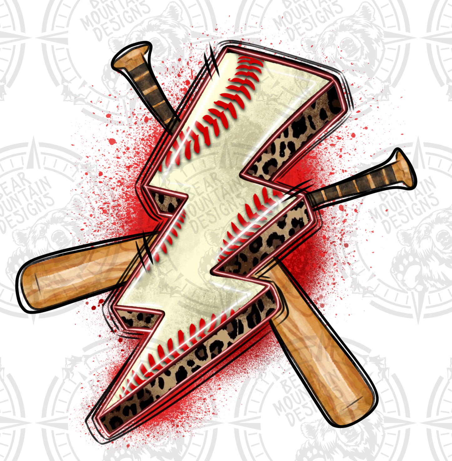 Baseball Lightening Bolt