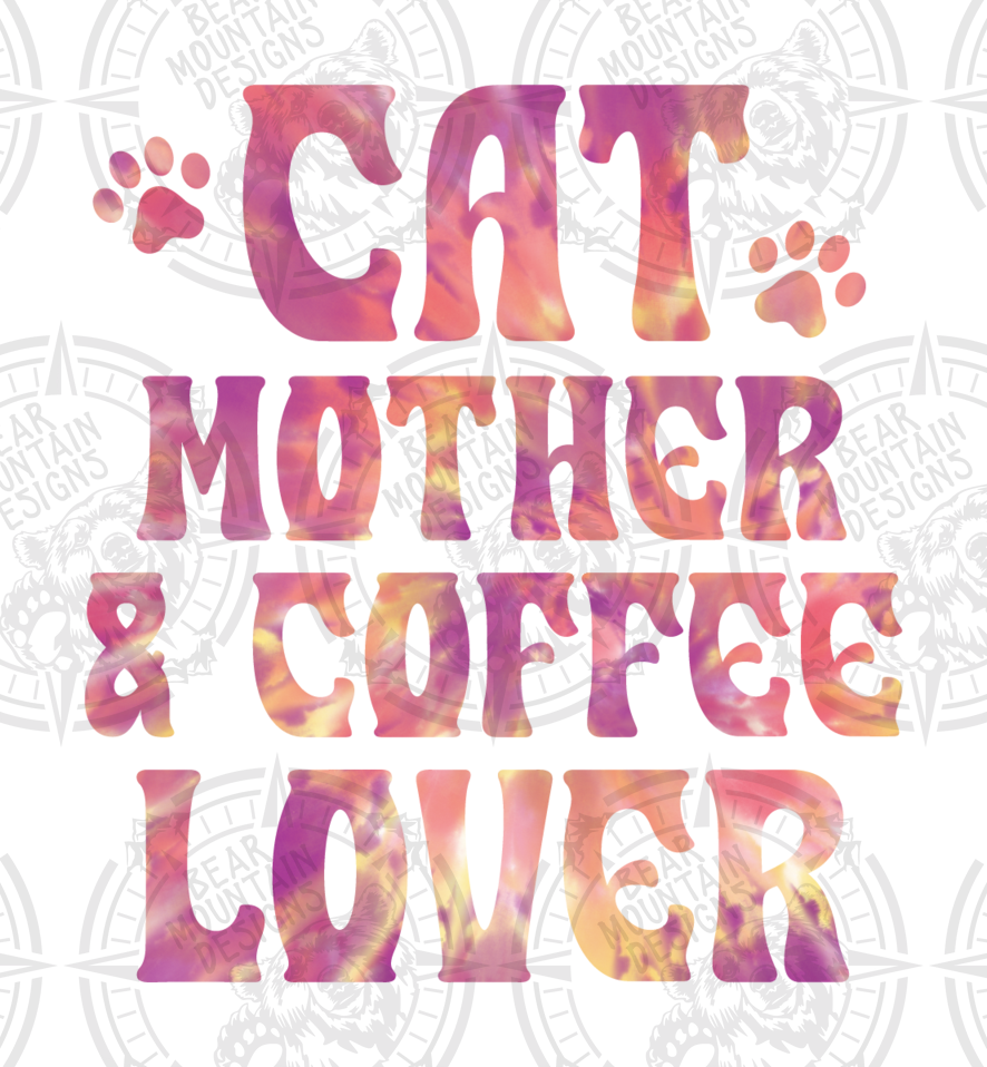 Cat Mother & Coffee Lover - White Border