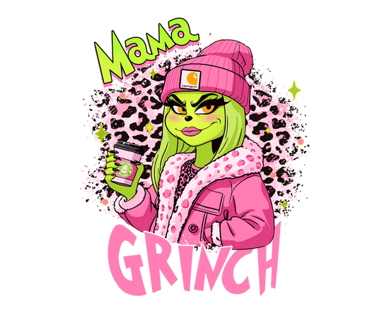 Coffee Mama Grinch Pink Leopard