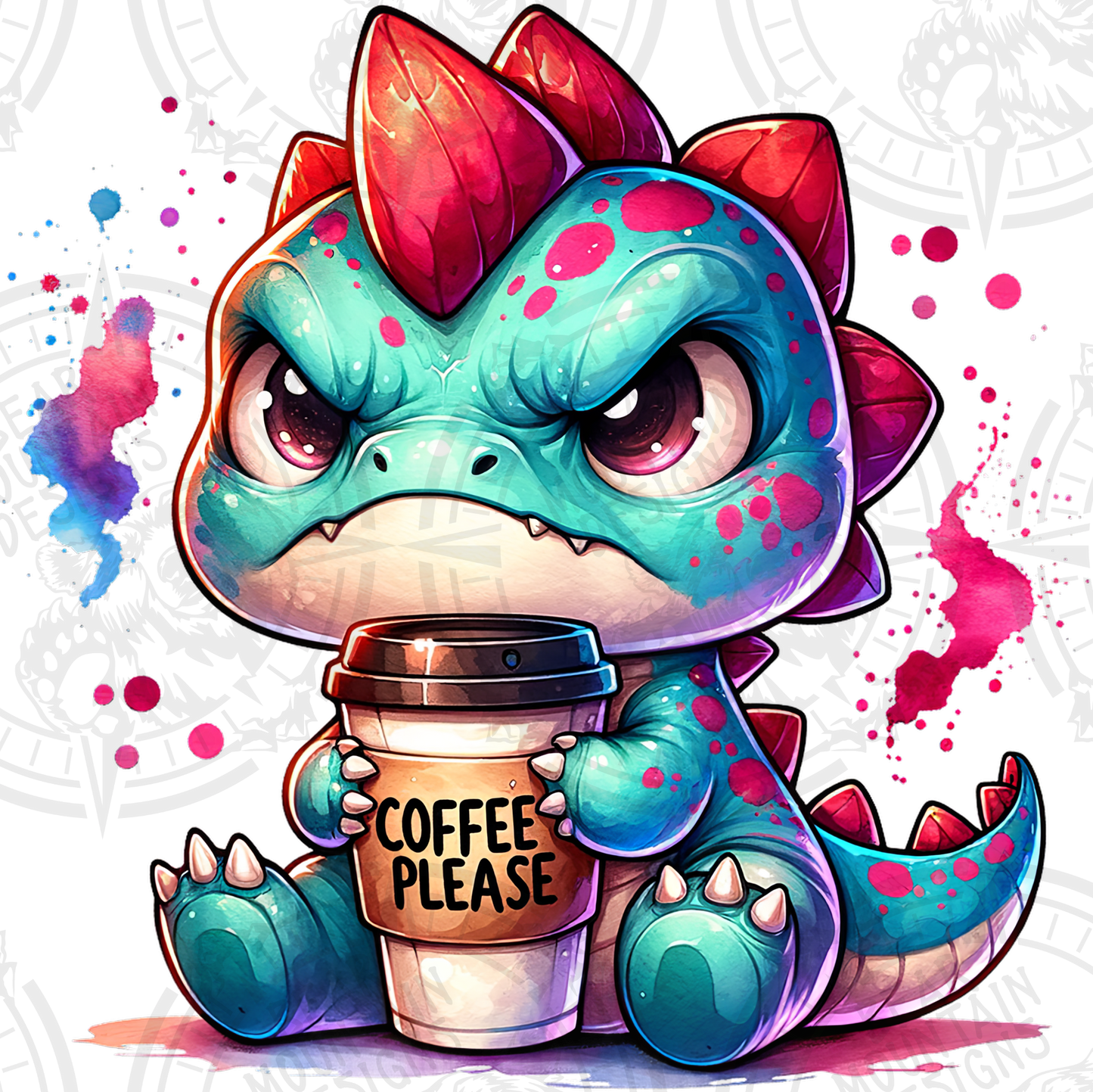 Coffee Please Grumpy Dino