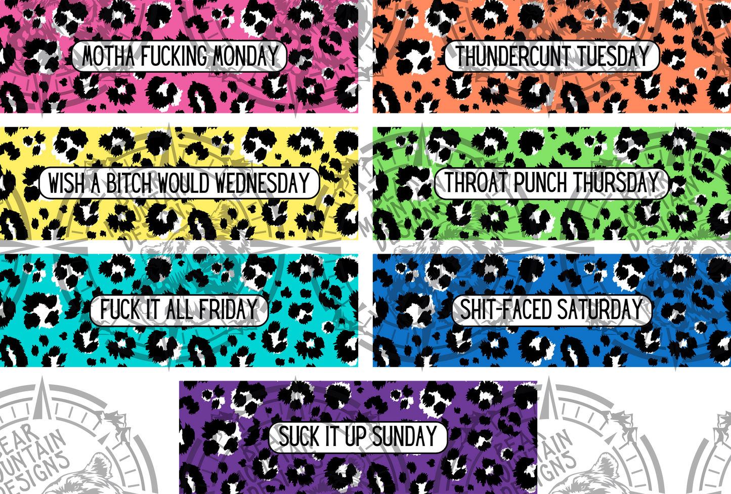 Leopard Bundle Days Of The Week  - Pen Wrap