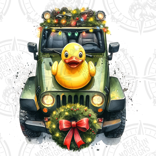 Duck On Christmas Jeep