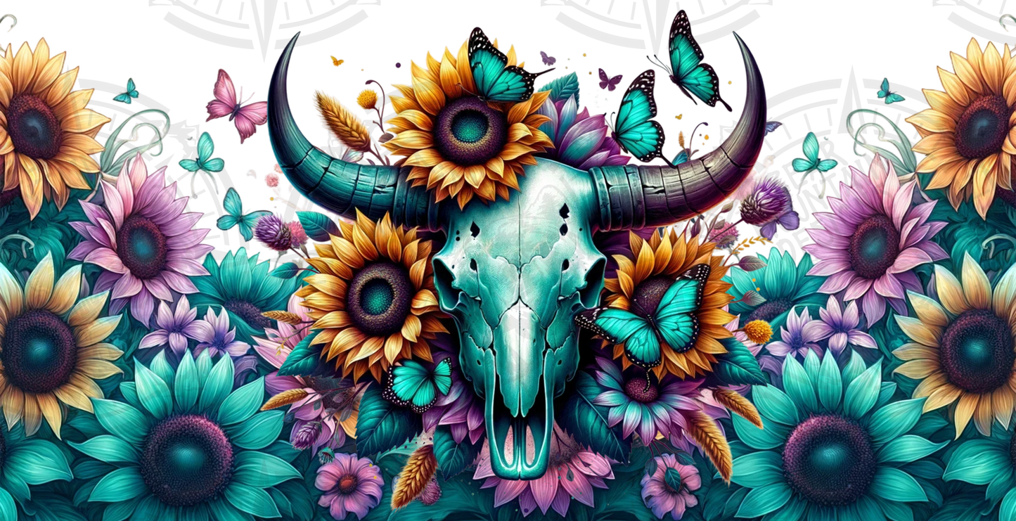 Floral Bull Skull - Cup Wrap