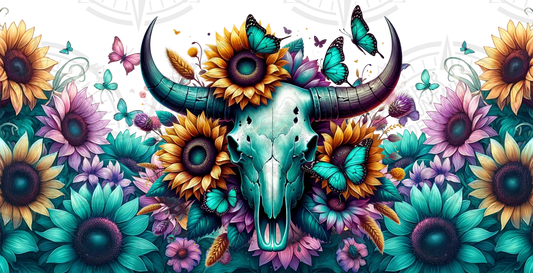 Floral Bull Skull - Cup Wrap