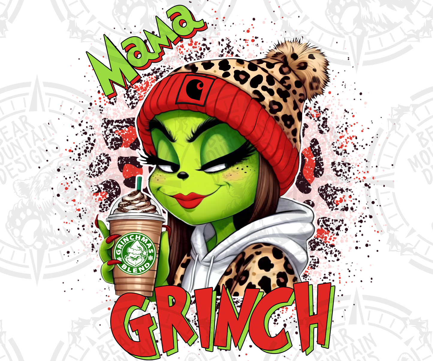 Mama Grinch Red Leopard