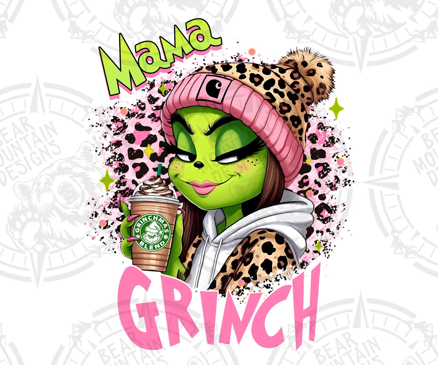 Mama Grinch Smirk Leopard