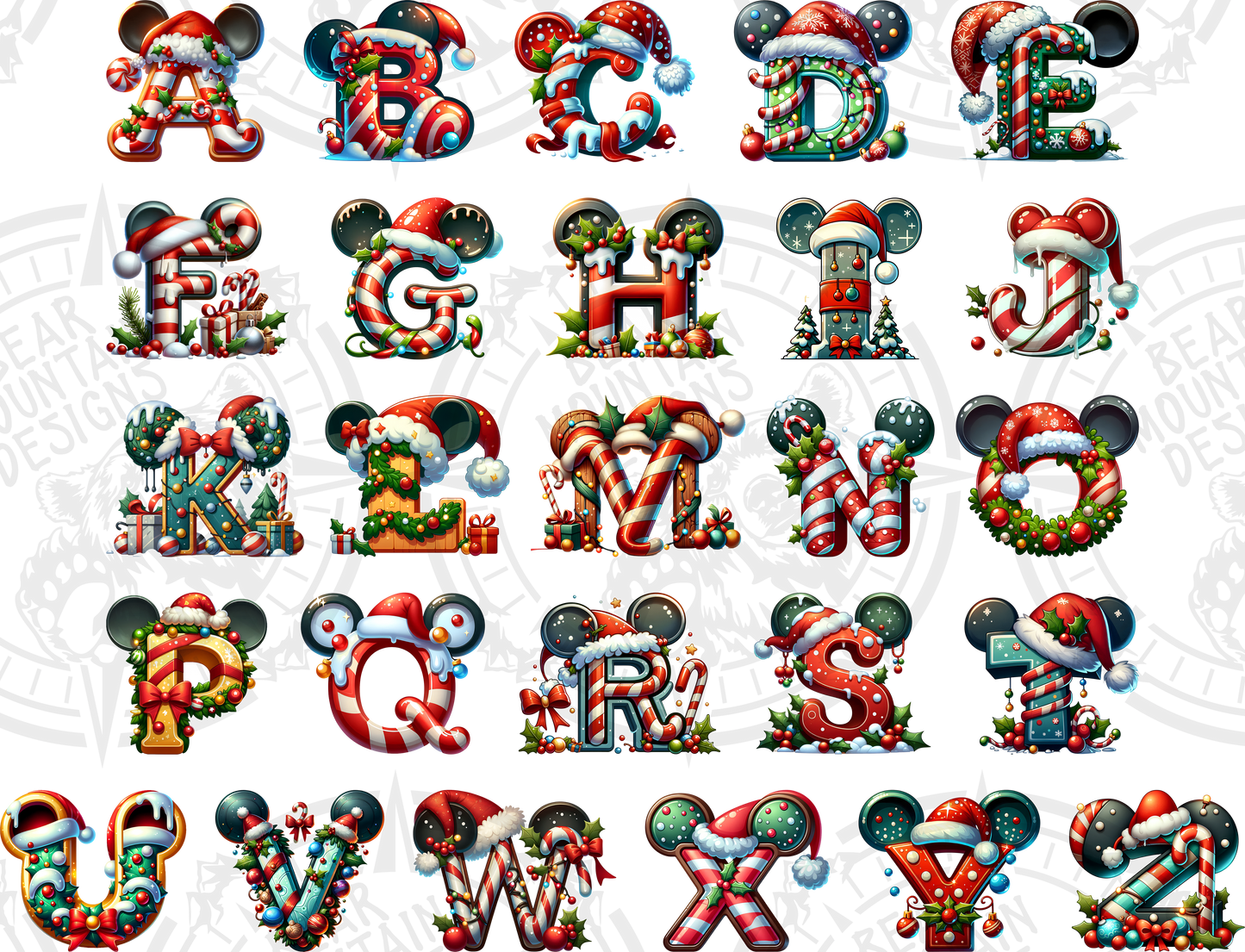 4.5 Inch Mickey Christmas Letters