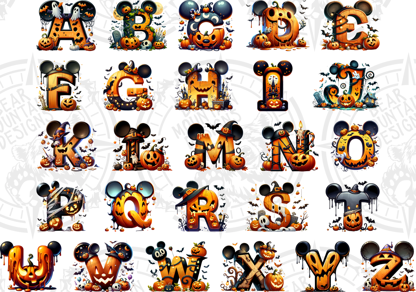 1/2 Inch Mickey Halloween Letters