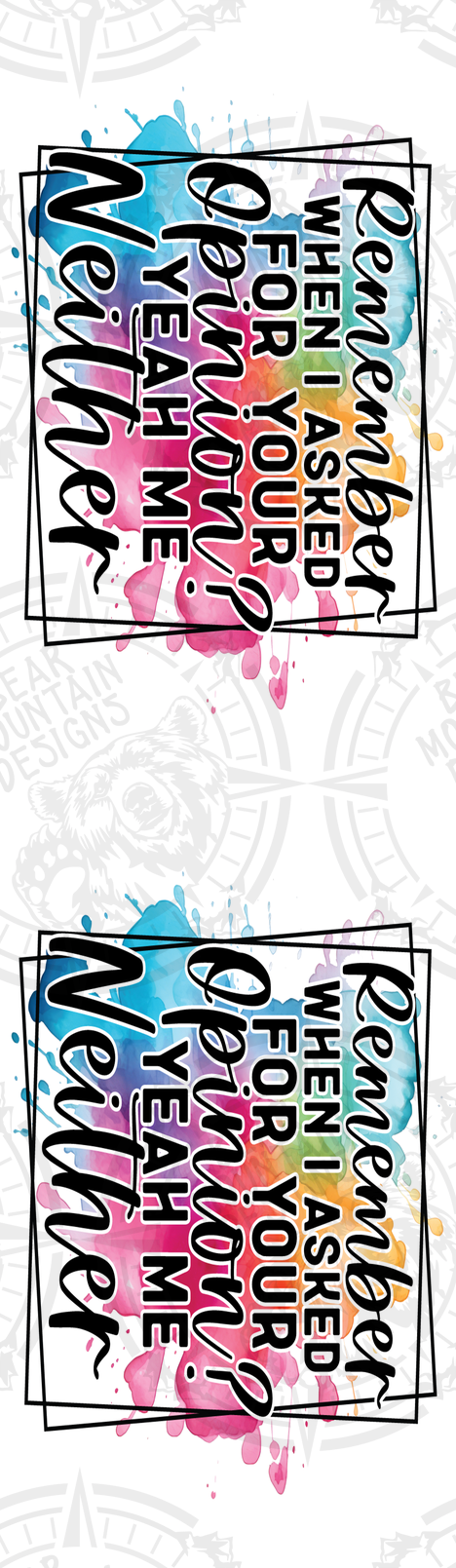 Remember When I Asked Your Opinion