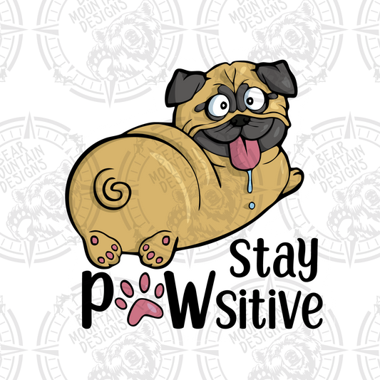 Stay PAWsitive Dog 1 - White Border