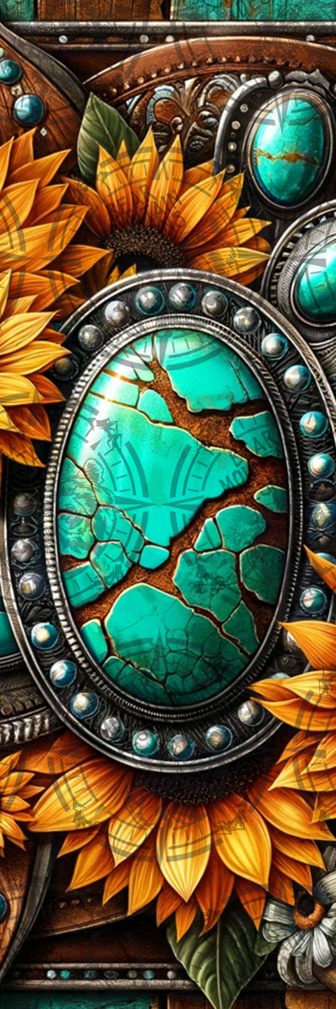 Turquoise & Sunflowers - Pen Wrap