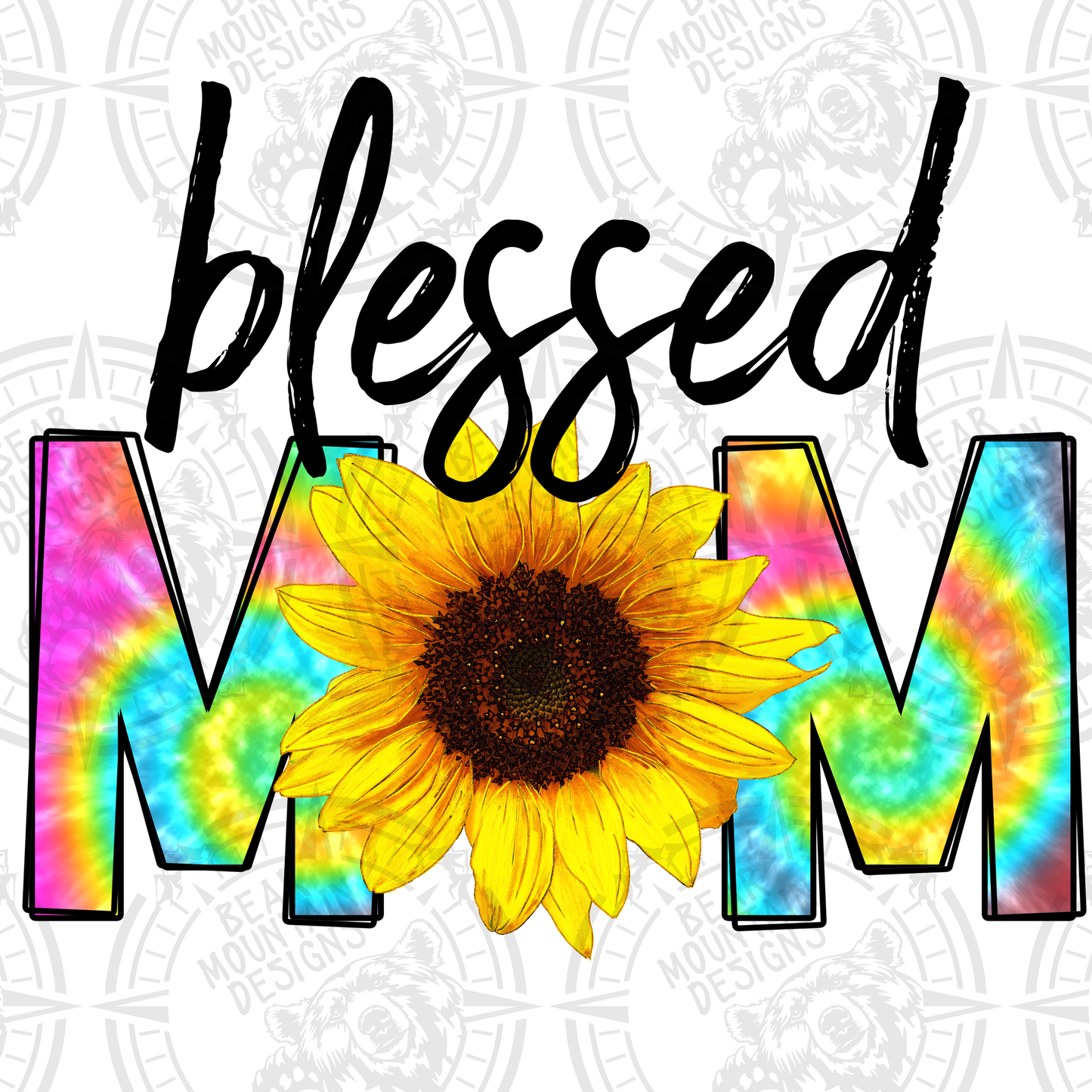 Blessed Mom - Tie Dye Sunflower