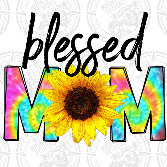 Blessed Mom - Tie Dye Sunflower