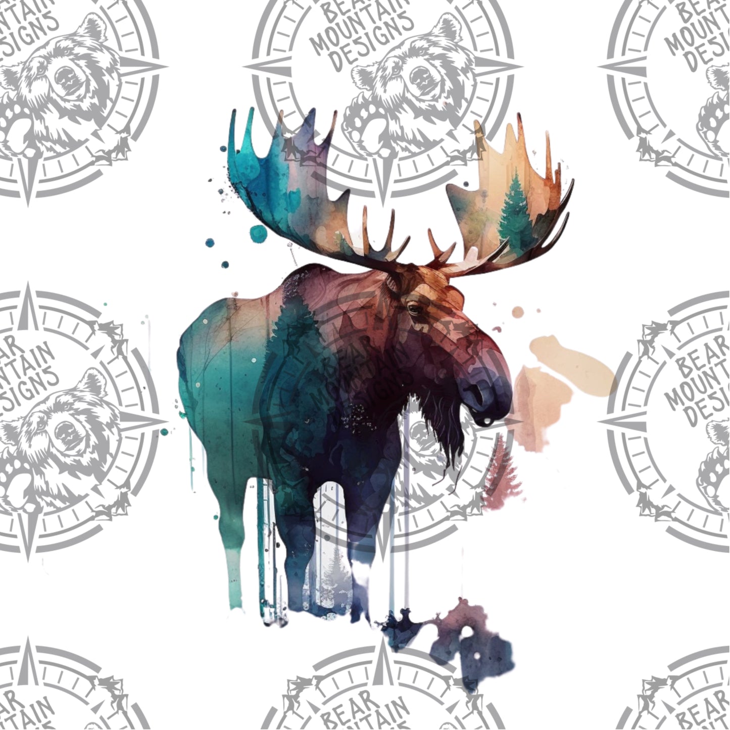 Watercolor Moose - 4