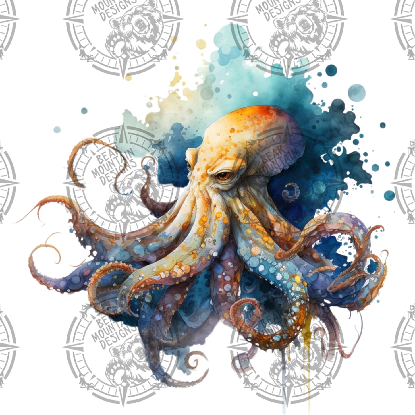 Watercolor Octopus- 3