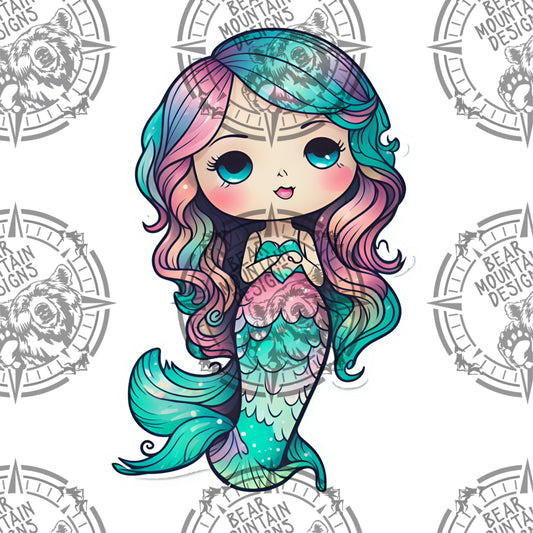 Cute Mermaid 14 - White Border