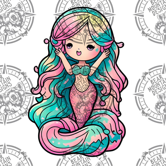 Cute Mermaid 5 - White Border