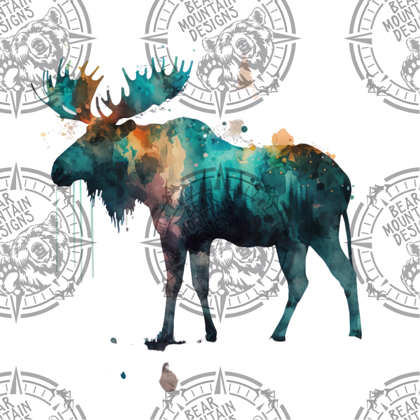 Watercolor Moose - 1