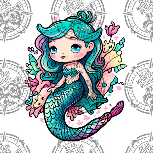 Cute Mermaid 10 - White Border
