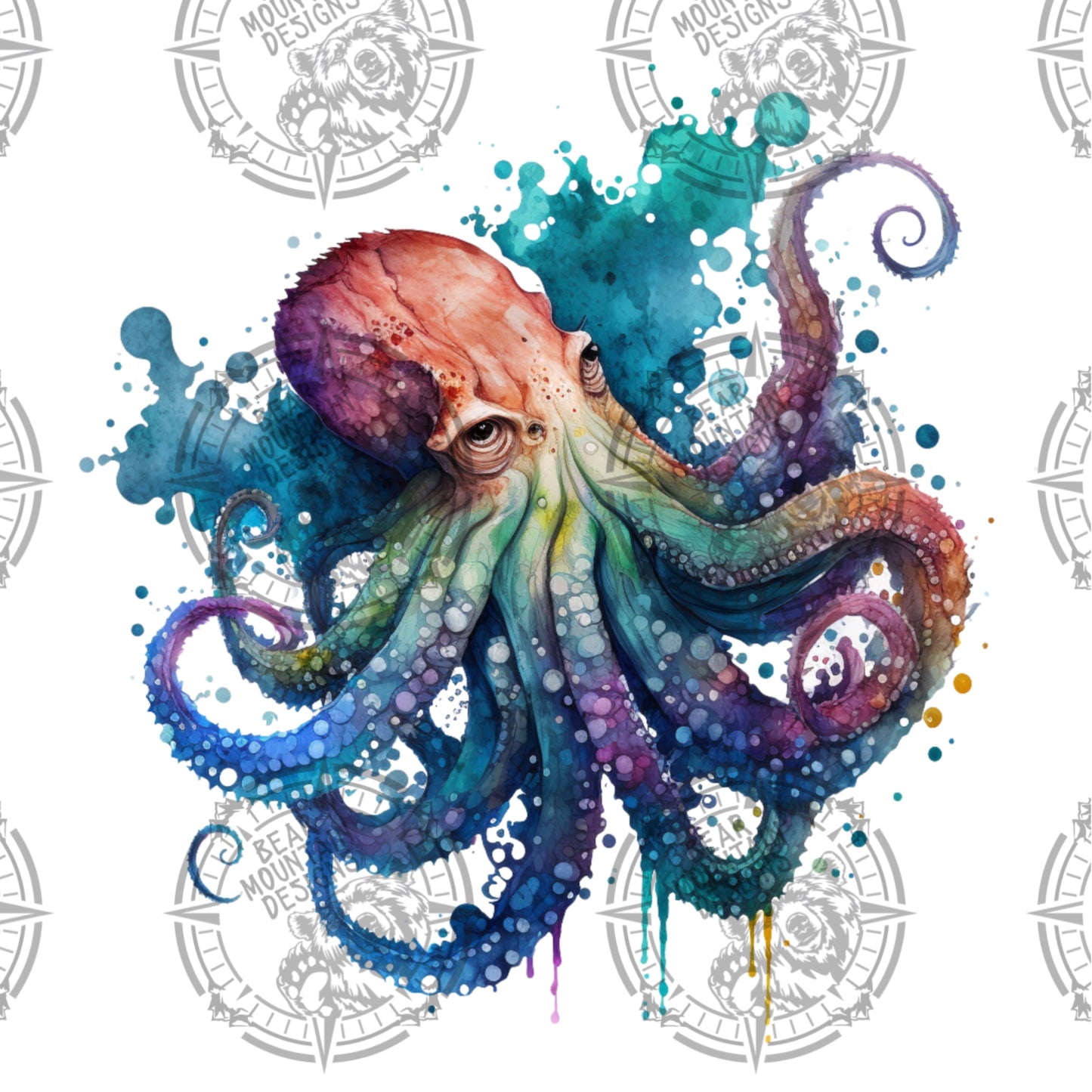 Watercolor Octopus- 2