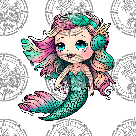 Cute Mermaid 6 - White Border
