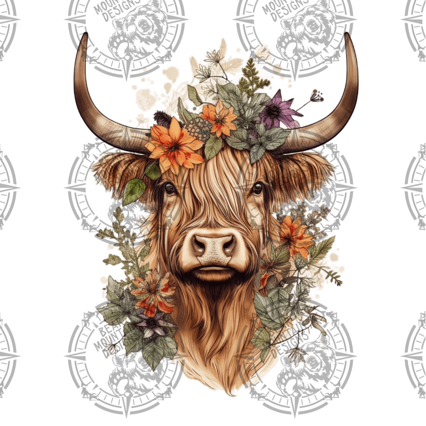Floral Highland Cow - 4
