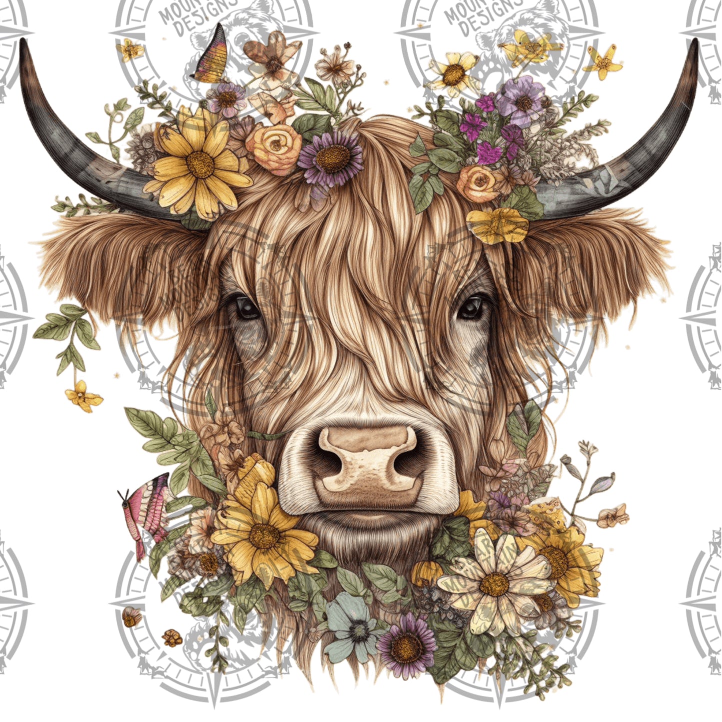 Floral Highland Cow - 6