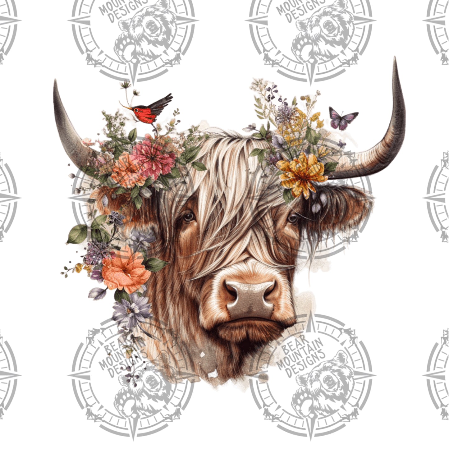 Floral Highland Cow - 8
