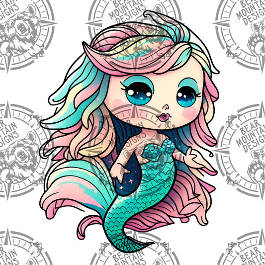 Cute Mermaid 8 - White Border