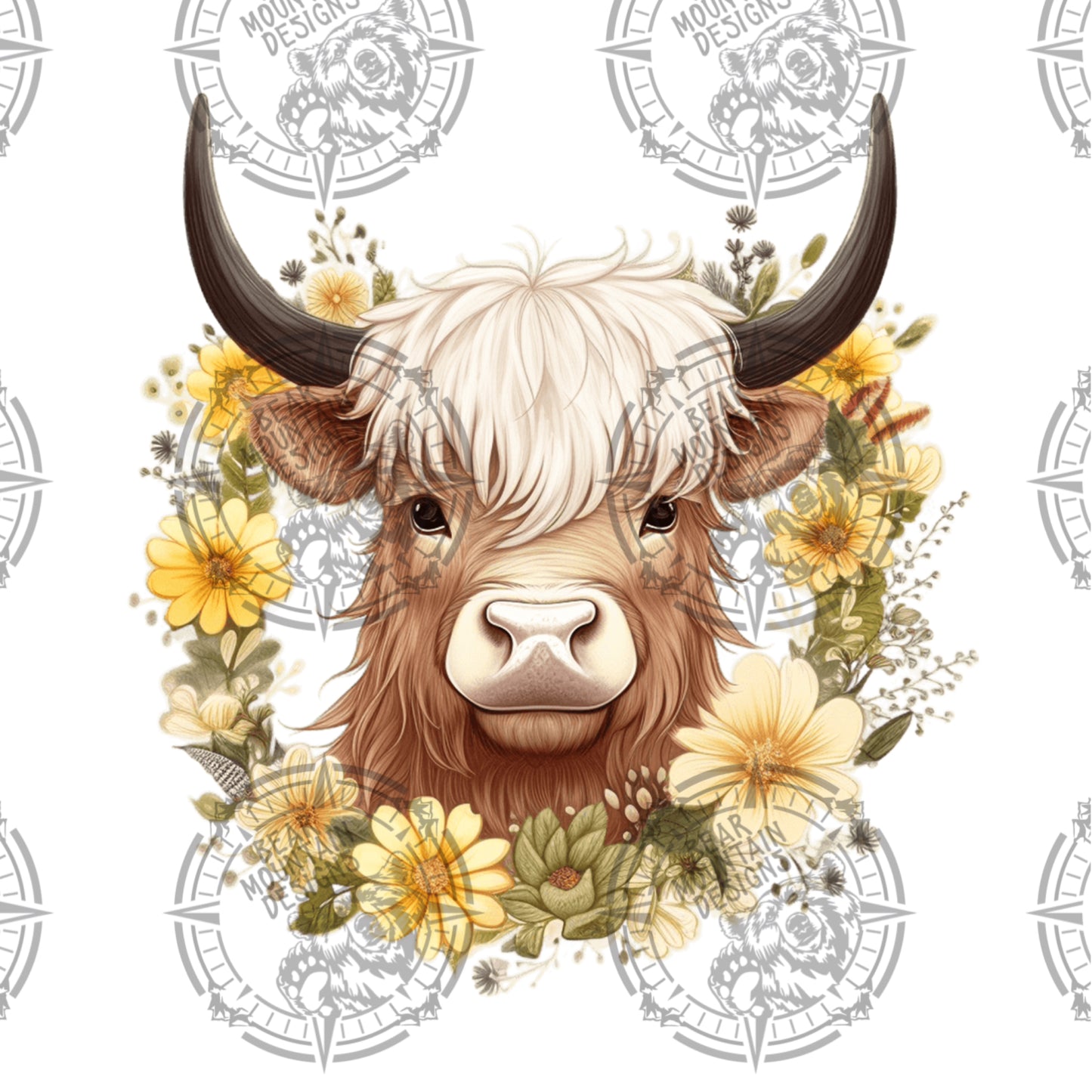 Floral Highland Cow - 3