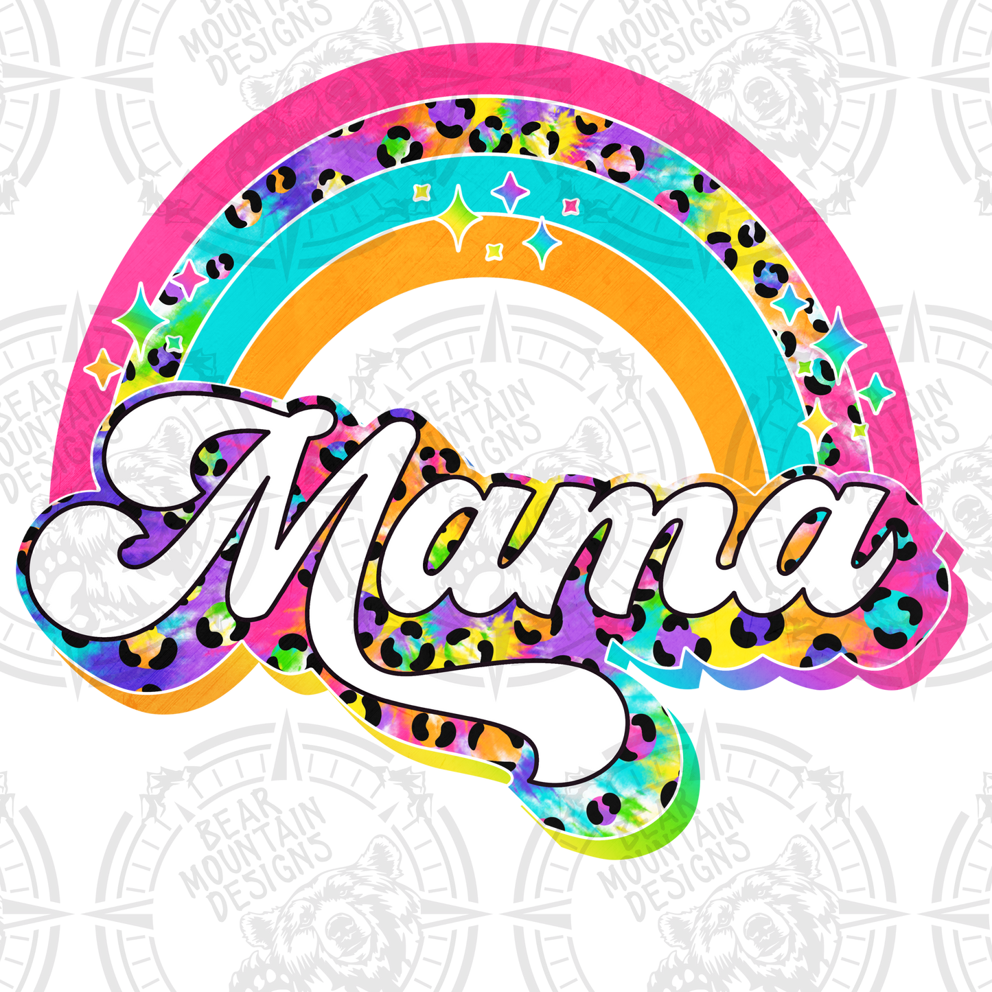 Mama Tie Dye Leopard Rainbow