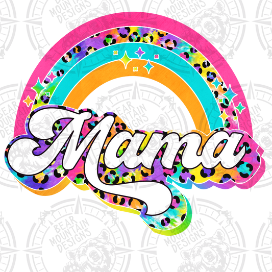 Mama Tie Dye Leopard Rainbow